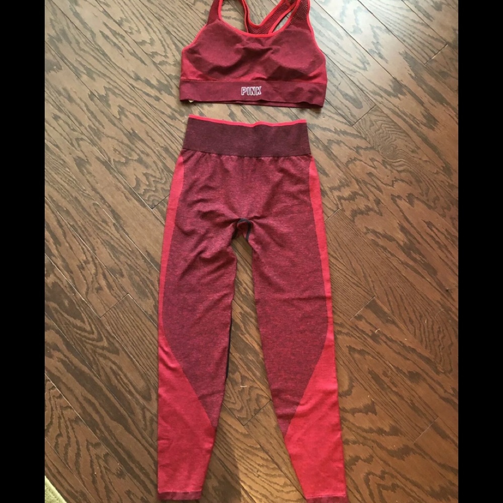 Victoria secret PINK bra and leggings red set size M/L